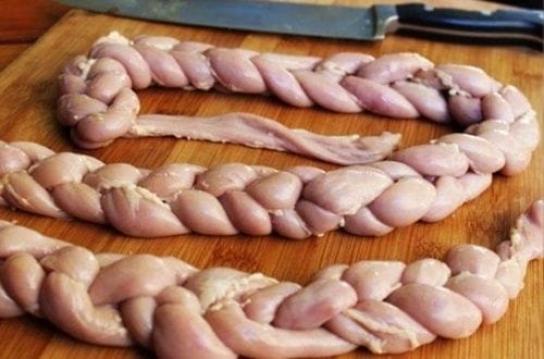 Chunchules Chunchules de vacuno limpios antes de la precocción para hacer a la parrilla