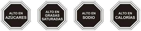 Alto en azúcares, grasas saturadas, calorías y sodio Alto en azúcares, grasas saturadas, calorías y sodio
