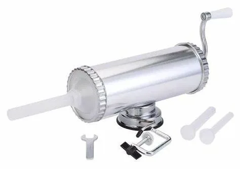 Máquina embutidora de carne con tubo, utilizada para rellenar las tripas.