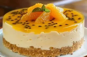 Recetas de postres típicos de Chile 16 Receta de cheesecake de maracuyá sin horno